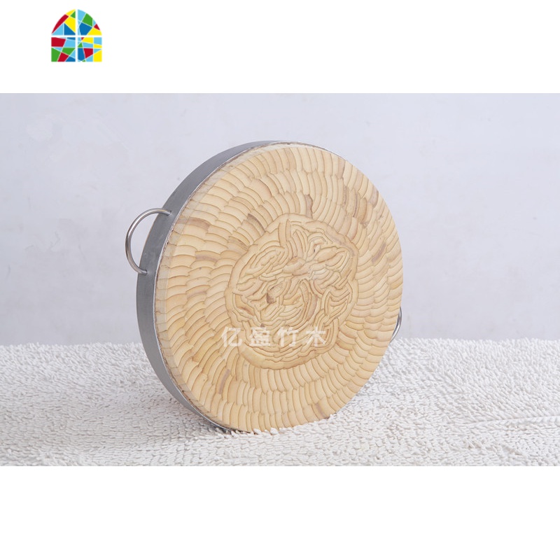 圆菜板竹菜板竹片圆砧板加厚剁肉剁骨圆形菜墩案板切菜板 FENGHOU 38CM*厚4.0(送砧板架和筷子)高清大图