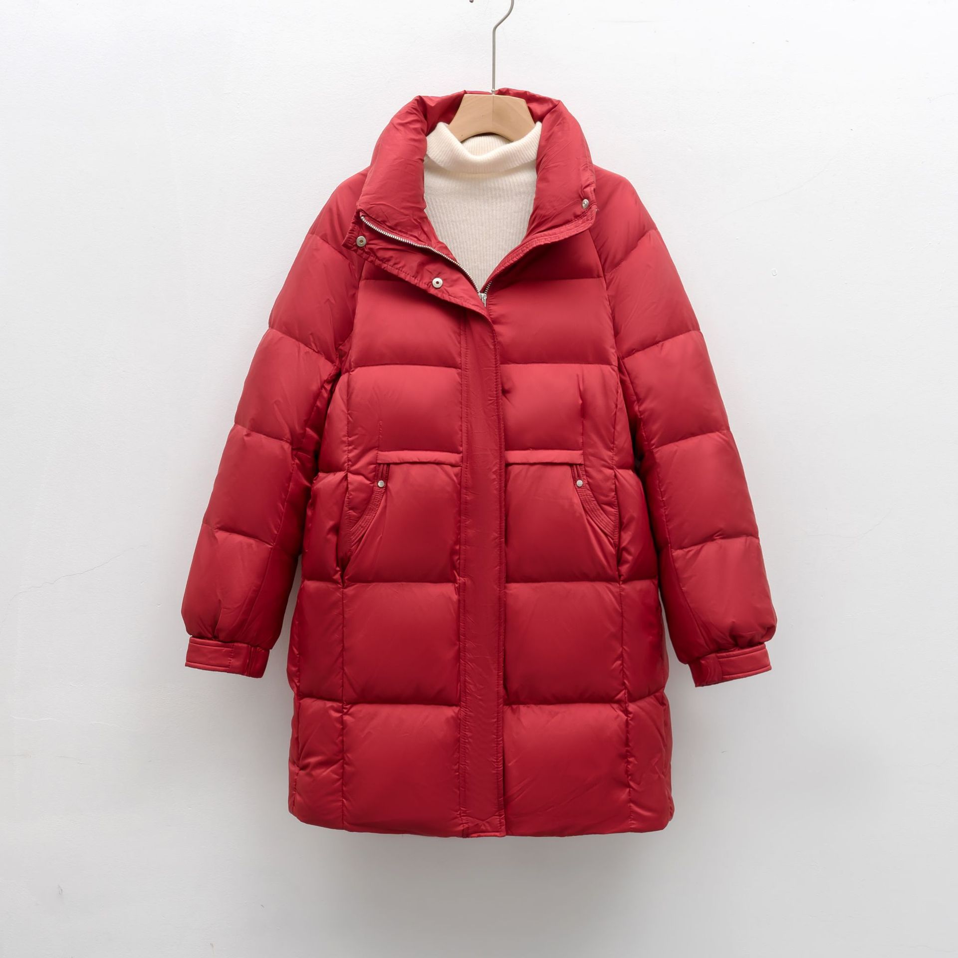 90绒冬季新品中长款保暖宽松加厚鸭绒保暖羽绒服外套高清大图