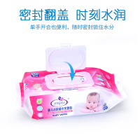 littleANGEL 100抽/4包进口品牌带盖婴儿湿巾纸巾婴幼儿宝宝手口屁屁专用 特价家用天然温和湿纸巾家用大包装