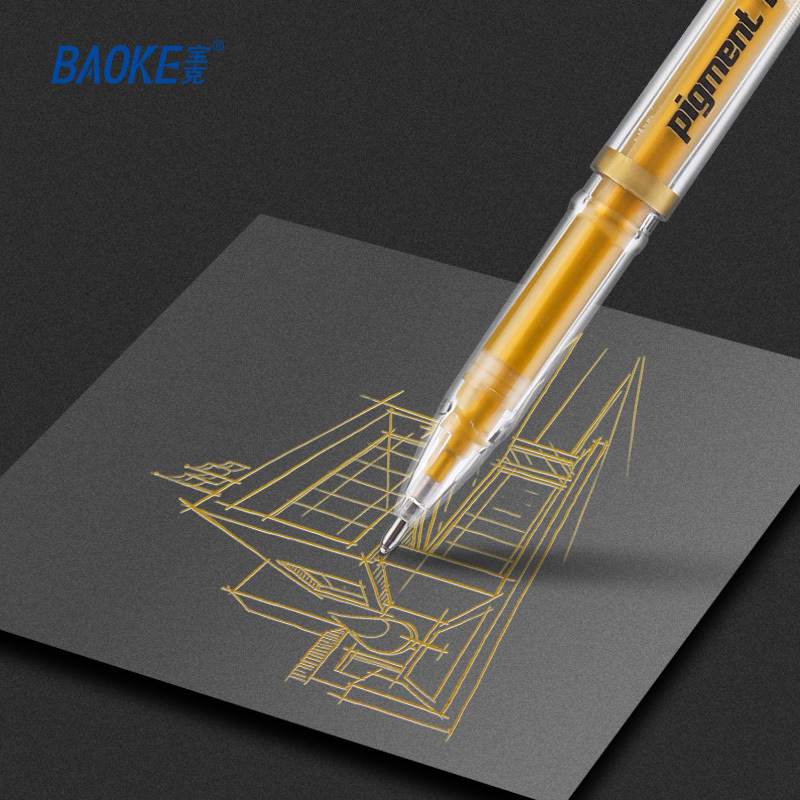 宝克(BAOKE)PC5088 高光标记笔 1.0mm 白/银/金三色 高光刻画 手账涂鸦专用笔 12支/盒 1盒