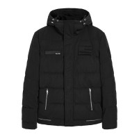 太平鸟男装 2018冬季新款黑色保暖连帽羽绒服短款外套男羽绒服男 黑色 XL