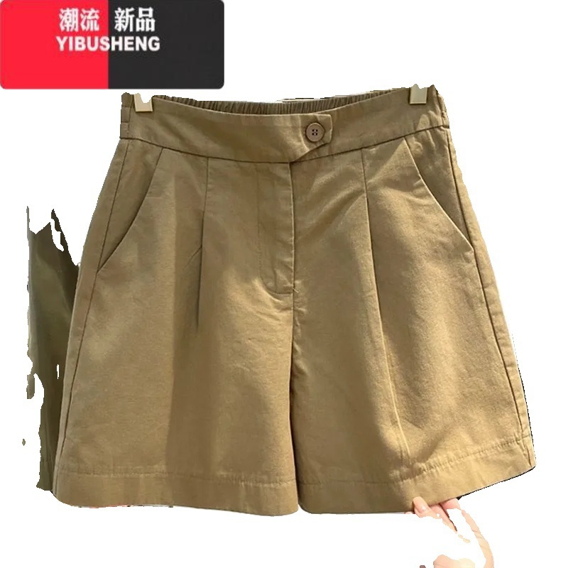 YIBUSHENG季薄款休闲短裤女胖妹妹显瘦梨型身材宽松阔腿五分裤棉麻高清大图