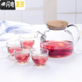 三维工匠欧式田园水果茶玻璃下午茶茶具陶瓷蜡烛加热底座煮花茶壶茶杯套装 一壶4杯（小把杯）特价（送杯刷）_831