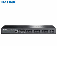普联(TP-LINK)28口全千兆 汇聚核心光纤交换机 三层网管型全光口多路由协议企业 商用网络监控接入