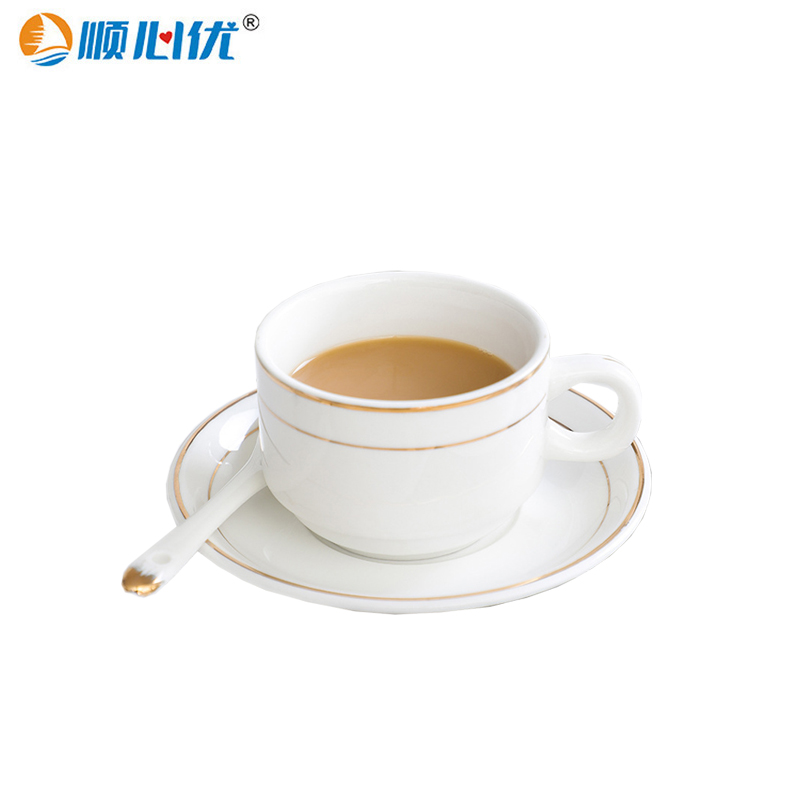 顺心优 陶瓷金边咖啡杯碟茶杯 三件套/套高清大图