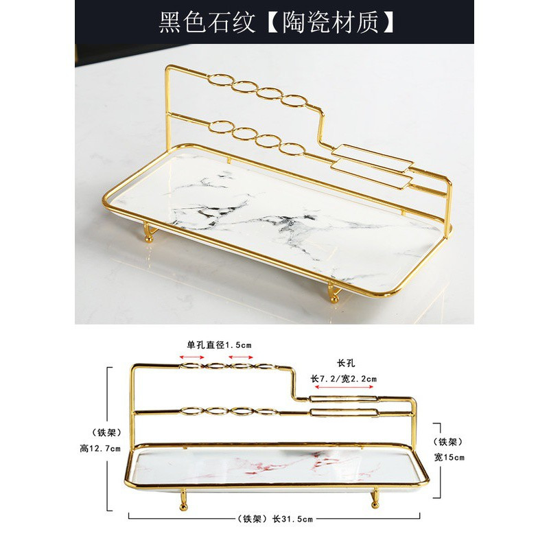 网红卫生间桌面摆台欧式电动化妆品洗漱台收纳盒置物架 三维工匠 单层笔架白色陶瓷款牙刷架