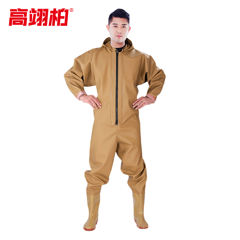 高翊柏 17030478 全身下水裤 100丝黄色针织袖口款 45码 pvc涉水裤加厚耐磨连体防水背带裤洗车防水裤