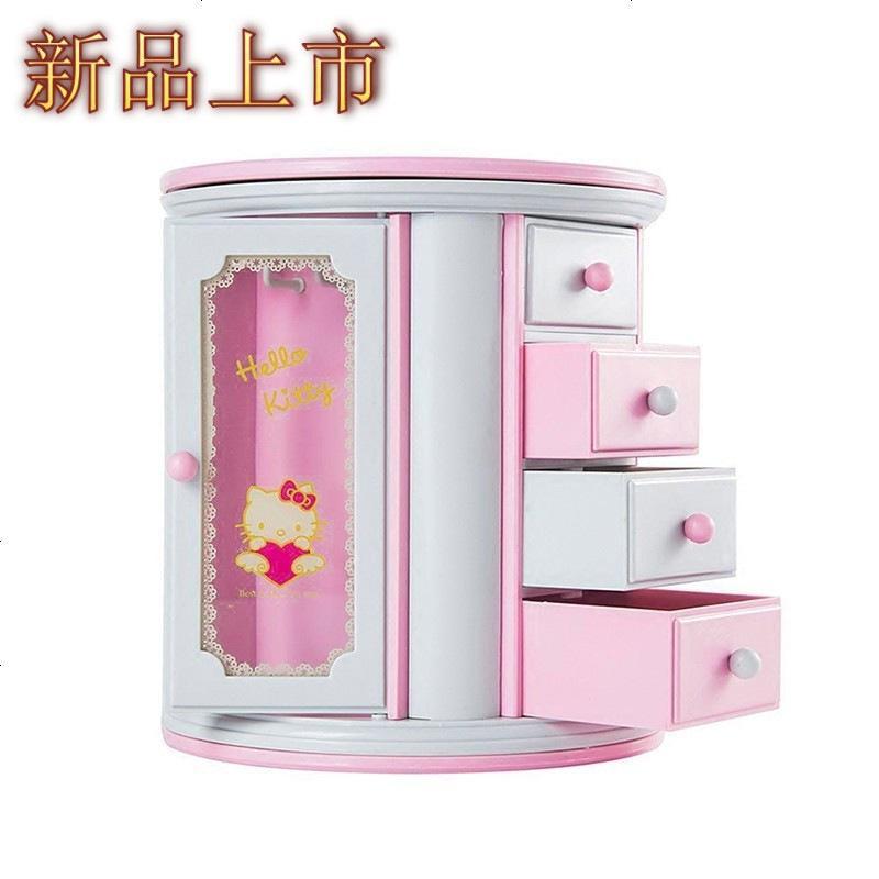 四方达创意圆形三层小抽屉收纳八音盒凯蒂猫KT音乐盒闺蜜儿童节生日礼by147256