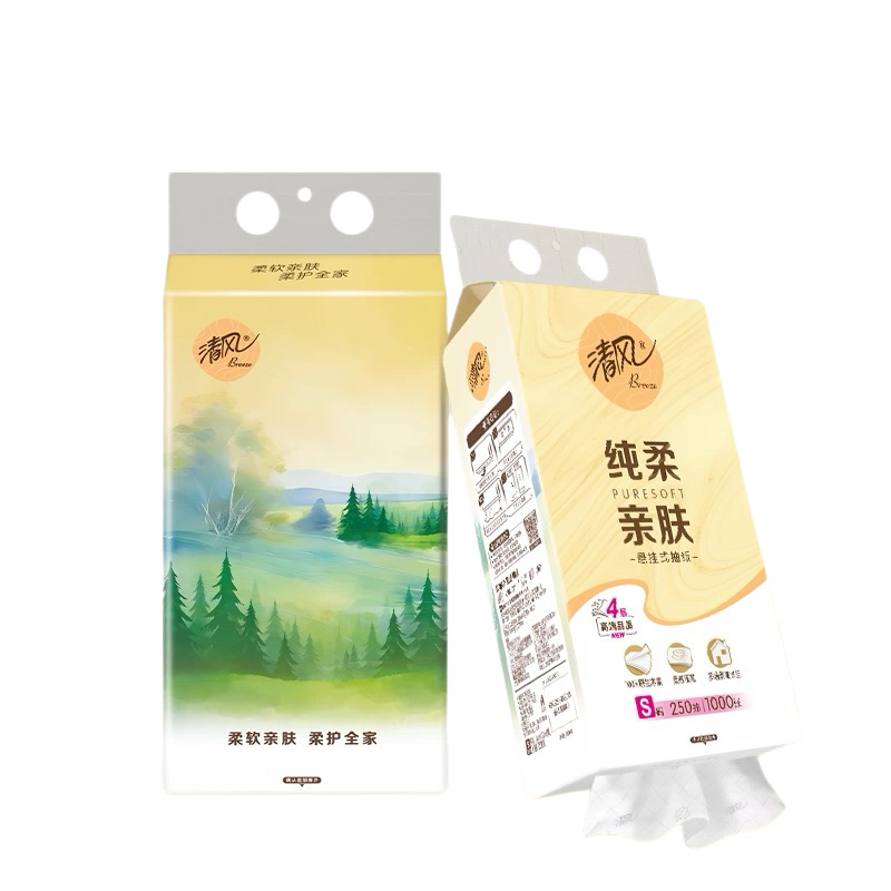 清风悬挂式抽纸4层250抽10提餐巾纸家用实惠装厕纸擦手卫生纸巾高清大图