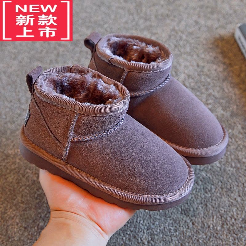 可莉允周冬雨同款雪地靴女童2022冬季新款男童短靴加绒加厚儿童棉靴图片
