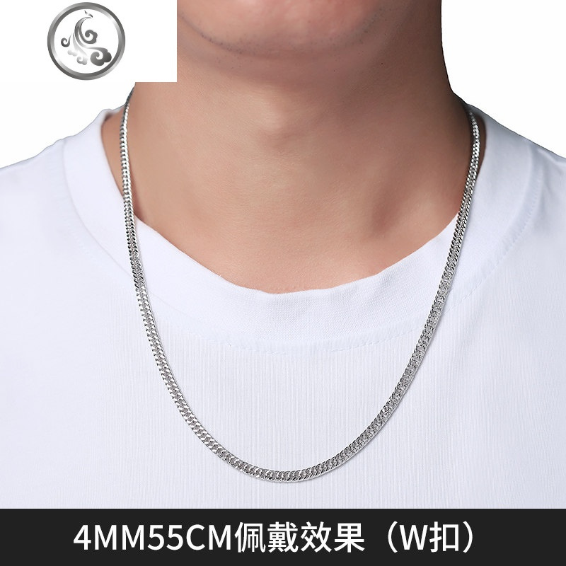 银项链男s925银男士侧身链子时尚个性粗款霸气嘻哈链街舞双扣纯银 JiMi
