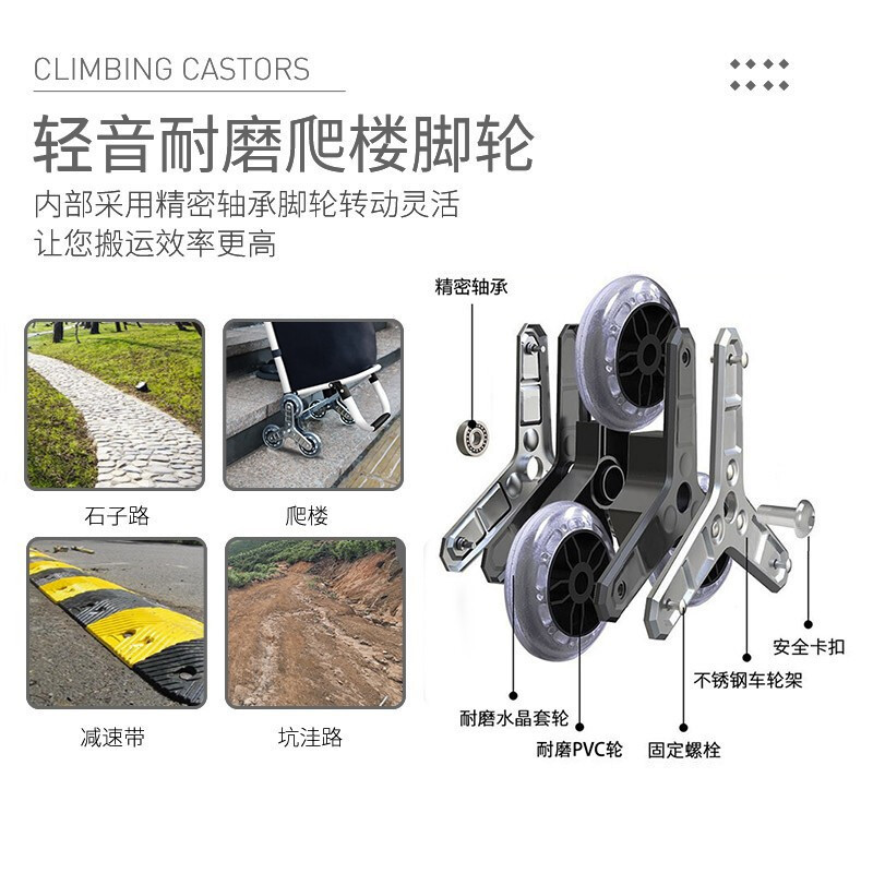 新越昌晖爬楼购物车超市买菜车铝合金折叠小推车手推车牛津布行李车拉杆车手拉车搬运小拖车拉货车 F51012