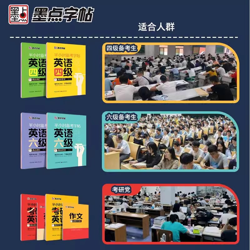 [考研套装]高分范文+考研词汇+答题卡 [正版]墨点2025考研英语字帖衡水体大学生考研四六级英语一二高分写作字帖复习资高清大图