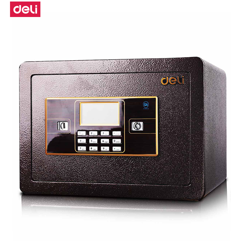 得力deli33115电子密码保管箱小型家用办公保管箱入墙保管箱25cm电子保险箱/柜高清大图