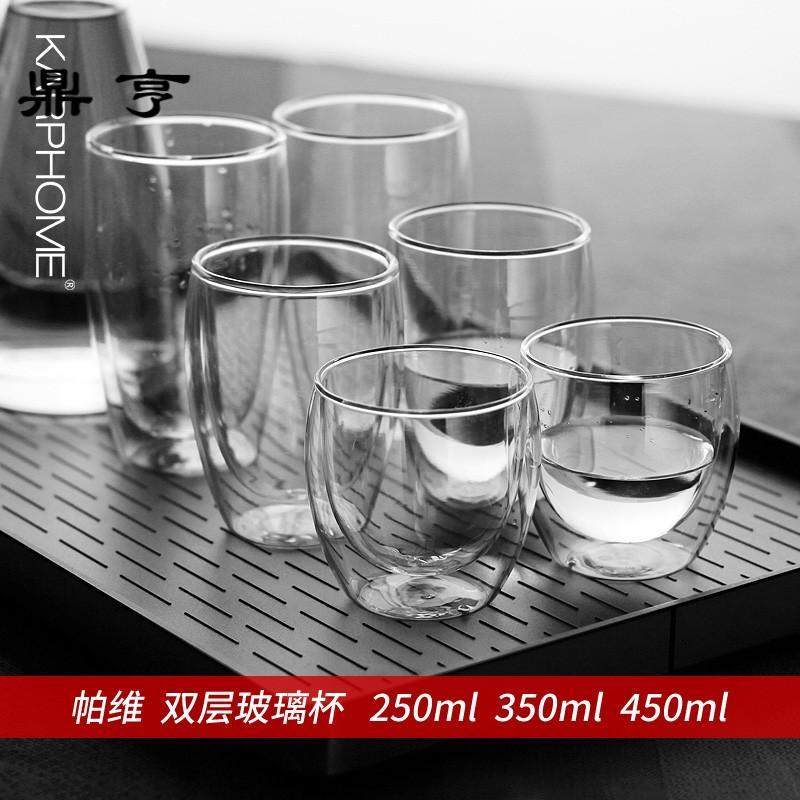 鼎亨创意双层耐热玻璃杯套装家用防烫水杯泡茶杯咖啡杯牛奶杯隔热