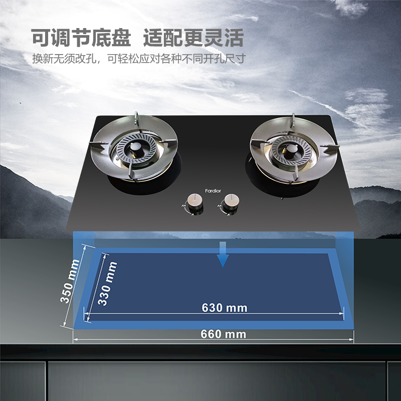 Fardior/法迪欧燃气灶JZT-2B302 台嵌两用天然气灶具5.0kW大火力家用燃气灶 一级能效高清大图
