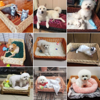 狗窝藤编可拆洗春夏凉席垫狗房宠物床猫屋泰迪大中小型犬四季通用