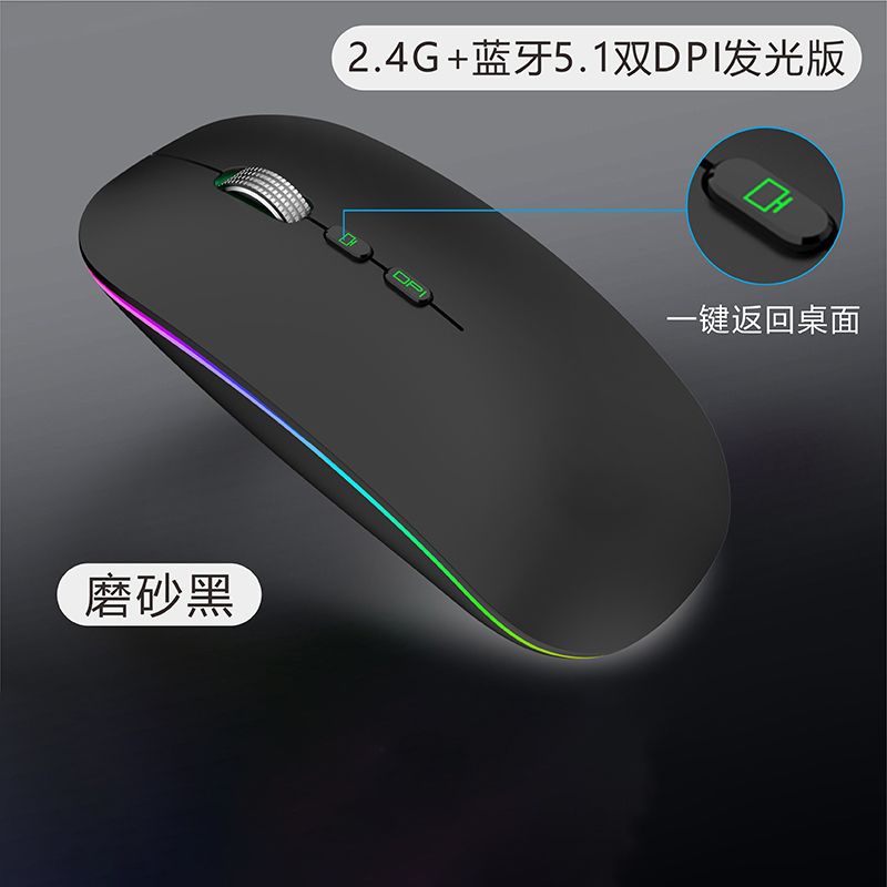 [iPad手机都能用]充电无线鼠标 蓝牙双模鼠标 女生可爱台式笔记本通用联想华为华硕惠普无线鼠标高清大图