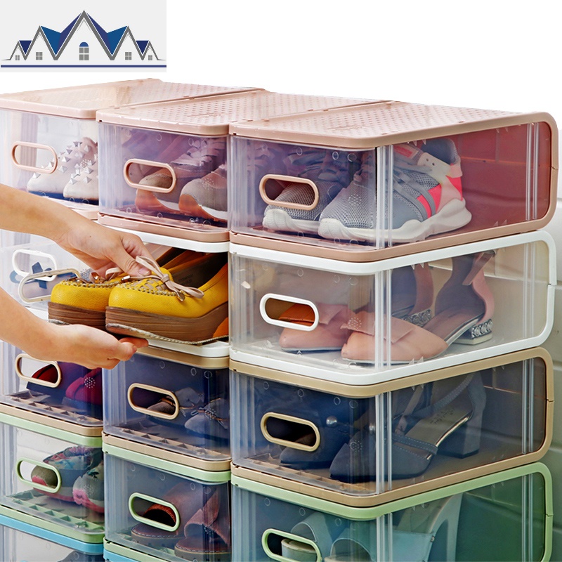 加厚塑料抽屉式鞋盒收纳盒透明鞋柜收纳鞋子收纳盒鞋盒子 三维工匠收纳柜高清大图