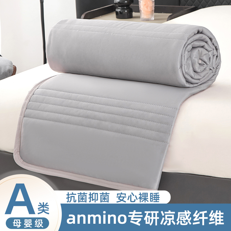 源木熊凉感丝冰淇淋抗菌空调被夏凉被灰色1.5*2.0米高清大图