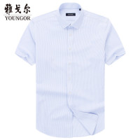 Youngor/雅戈尔新款男士短袖衬衫商务休闲DP免烫正装衬衣男装9060