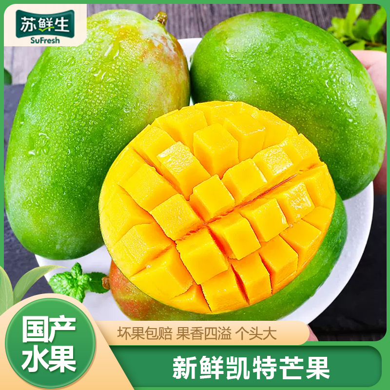 [苏鲜生] 新鲜凯特芒 净重5斤装 大果 单果400g左右 整箱新鲜现摘热带时令水果甜心芒应季水果1