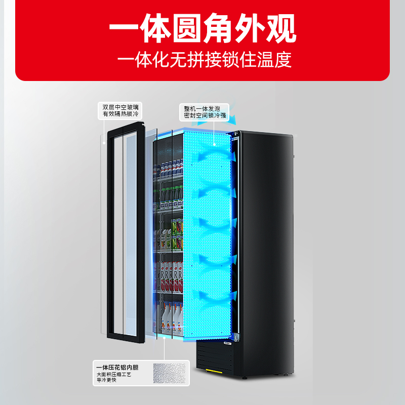 星星(XINGX) LSC-230YPE 222升 立式冷藏展示柜 大容量 7档调温 饮料柜 商用 双层玻璃更锁冷
