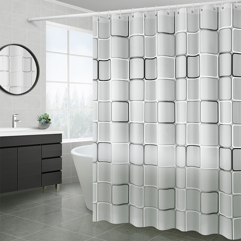 卫生间浴帘淋浴房挡水洗浴隔断帘子浴室洗澡隔离防水拉挂帘布北欧