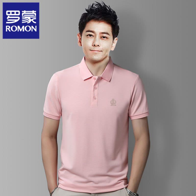 罗蒙夏季翻领短袖t恤男带领中青年商务休闲刺绣简约百搭POLO衫图片