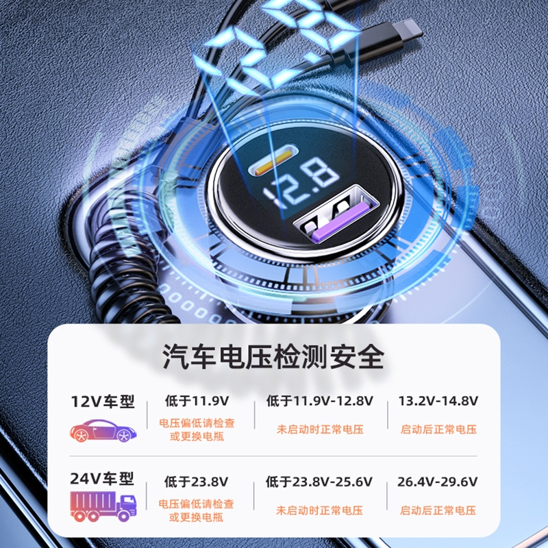 闪电客车载充电器手机超级快充点烟器一拖三汽车转换插头usb接口插座