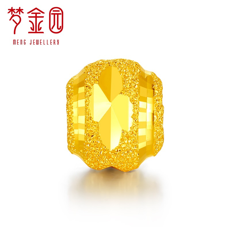 梦金园 黄金路路通转运珠 足金999车花磨砂 计价/送红绳/不含链 黄金饰品首饰