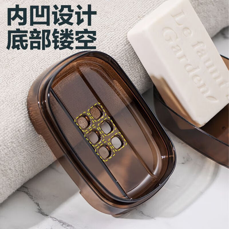 茶花 肥皂盒 香皂盒带盖创意沥水免打孔 浴室洗衣皂盒皂架 1只250002高清大图