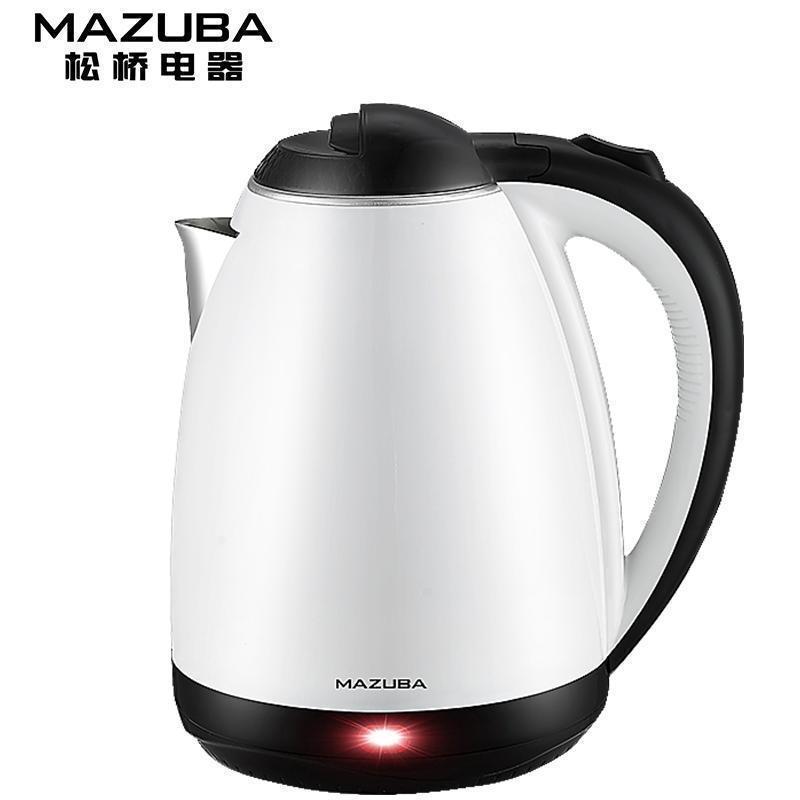 松桥(MAZUBA)电水壶双层防烫食品级不锈钢 1.8L大容量 快速煮水 家用办公
