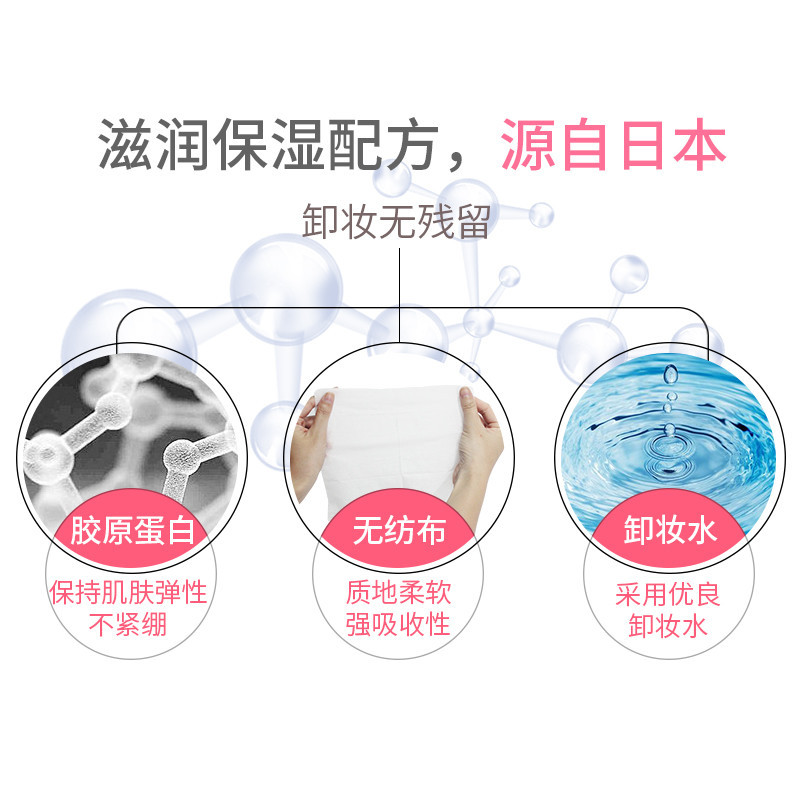 LilyBell/丽丽贝尔胶原蛋白保湿便携卸妆湿巾30枚 一次性卸妆棉