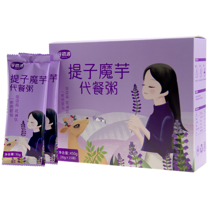 谷初源 提子魔芋代餐粥 早餐晚餐营养粉 代餐粉450g 紫薯味高清大图