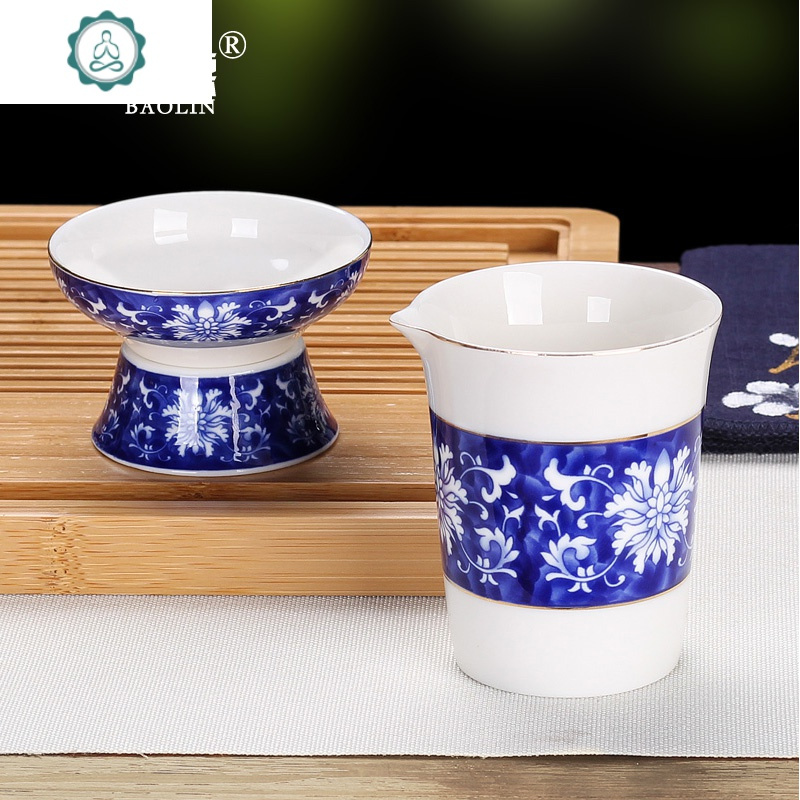 雪花陶瓷茶具公道杯茶漏套装一体分茶器公杯分茶杯公道壶创意个性 封后 茶漏组-雪花龙头节节高-漏+海