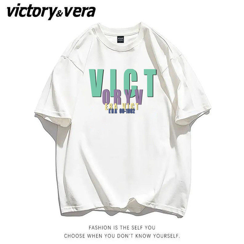 VICTORYVERA设计感小众字母印花短袖T恤女夏季原宿bf风百搭上衣潮