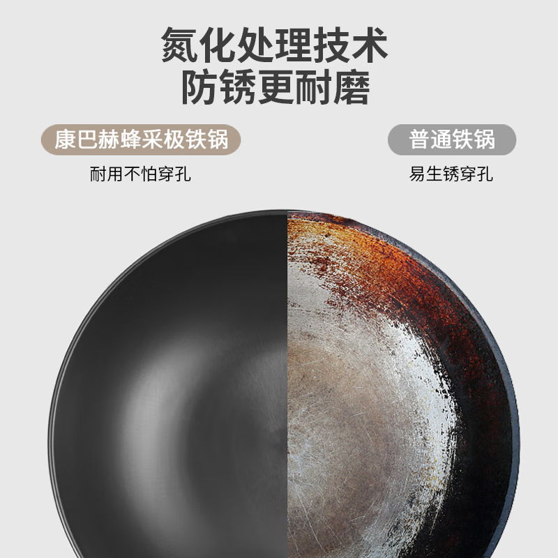 康巴赫蜂采极铁炒锅无涂层铁锅轻量化家用炒菜锅电磁炉燃气灶通用高清大图