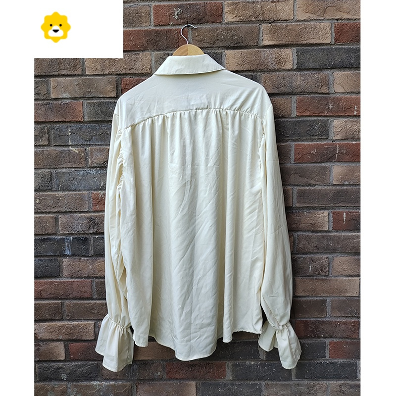 fishbasket欧美复古中世纪宫廷风蓬蓬袖上衣舞台话剧表演服纯色绑带