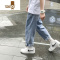 YANXU高街裤子男款ins潮流韩版九分牛仔裤男直筒宽松2022新款男裤