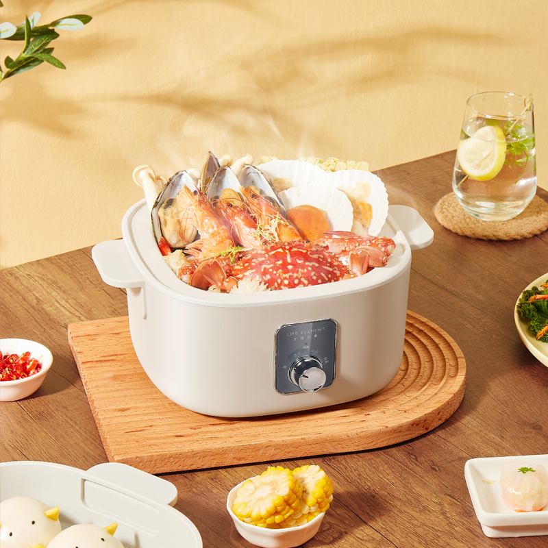 生活元素电火锅2L隔热防烫清洗便捷机械版J12-J9(颜色随机)高清大图