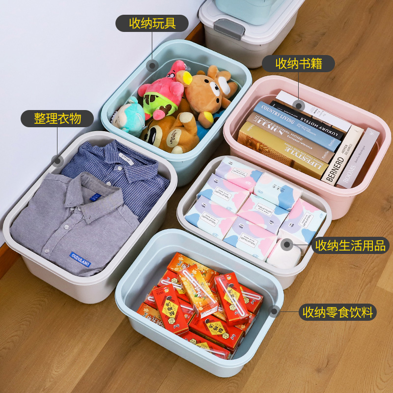 收纳箱加厚特大号衣服储物箱学生宿舍杂物整理箱塑料大号收纳盒高清大图