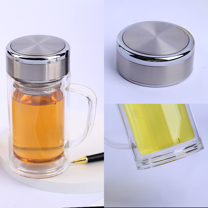 家佑水益生双层手柄水晶玻璃杯420ML