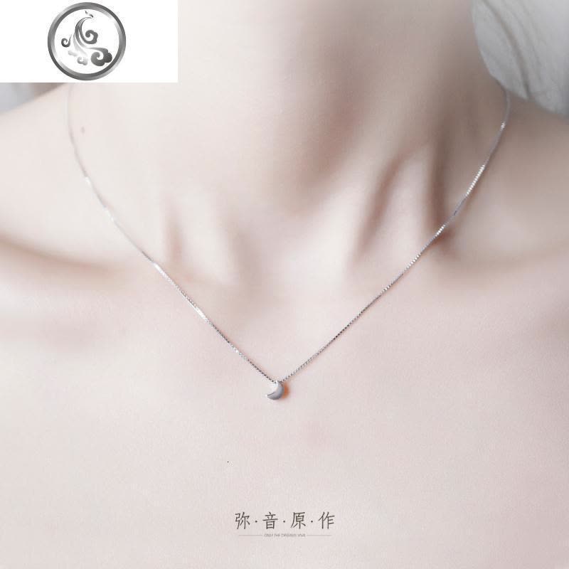 《》S925纯银饰品简约立体小月亮吊坠细锁骨链项链女配饰 JiMi图片