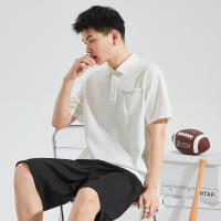 唐狮2024夏季新款短袖polo衫男士休闲黑色日系上衣有带翻领t恤潮_45325 XL 本白