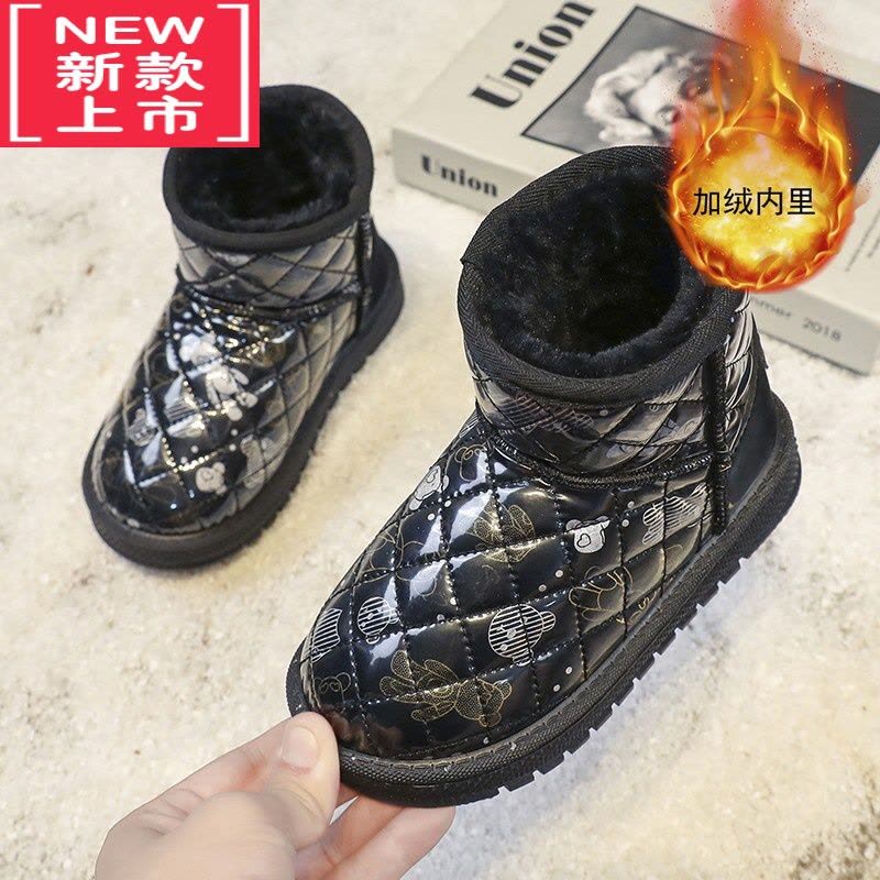 可莉允女童雪地靴女款冬季加绒加厚儿童靴子中大童防滑防水女孩东北棉鞋图片