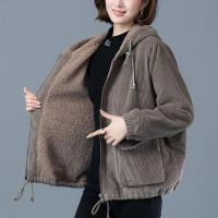 迪鲁奥（DILUAO)波司登旗下灯芯绒加绒加厚保暖外套女短款气质秋冬新款大码中老年妈妈装风_565 L码【建议90-115斤】 灰色