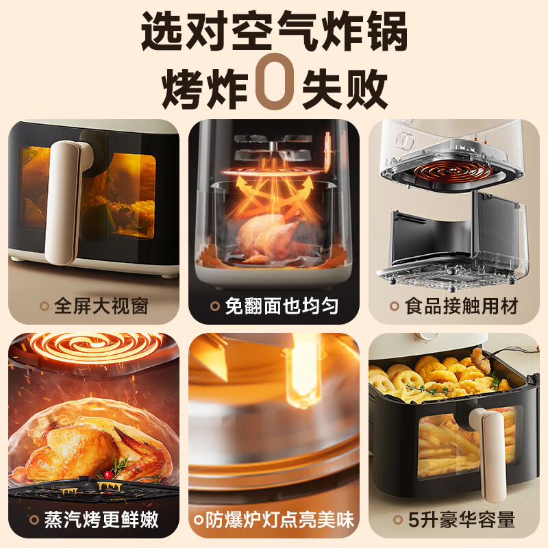 小熊空气炸锅Bear多功能家用健康无油炸美食轻松烹饪不粘内胆易清洗简约设计G-J15M1高清大图