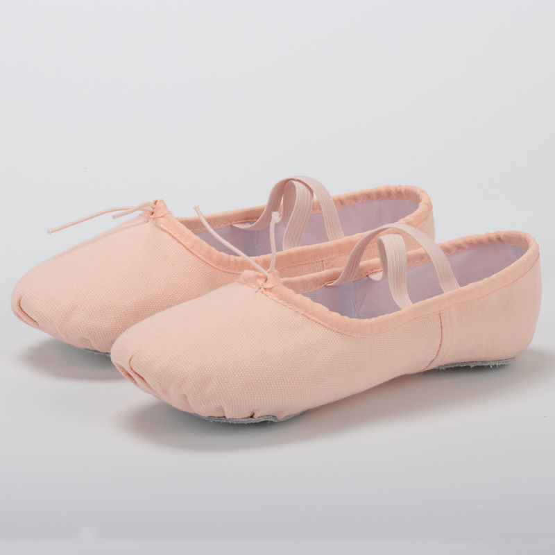 成人儿童女软底练功鞋古典形体猫爪鞋男女童芭蕾舞鞋 粉色布头(精品)
