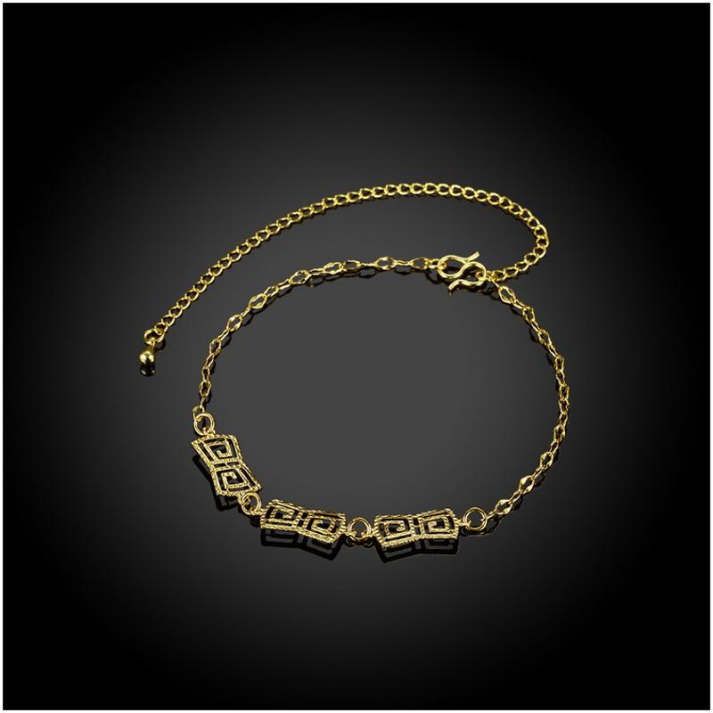 A040-A Women 18K yellow gold anklet jewelry 镀黄金色女脚链潮